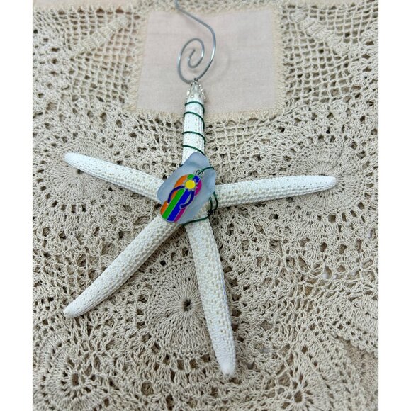 Wire‎ Wrapped Pencil Starfish with Sea Glass Christmas Ornament or Suncatcher - Picture 1 of 4